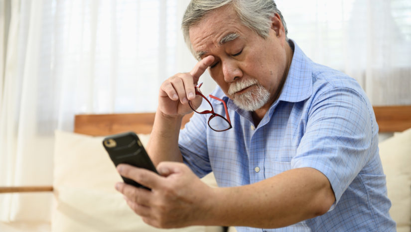 man with eye pain