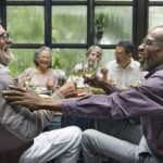 friends in restaurant having fun