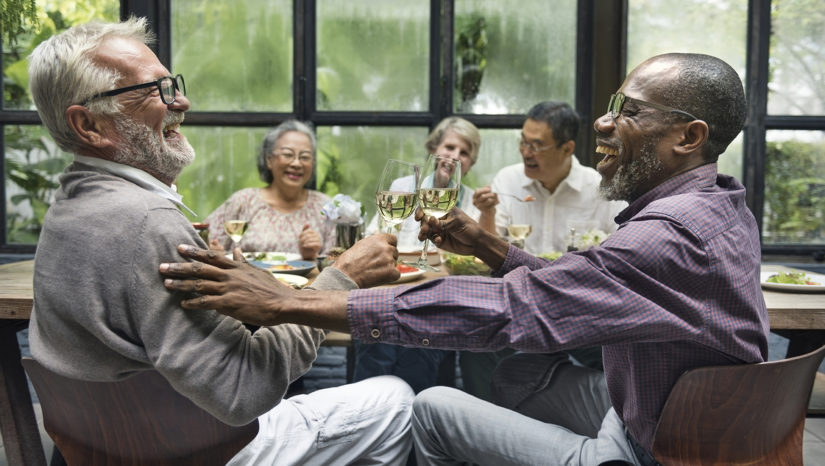 friends in restaurant having fun